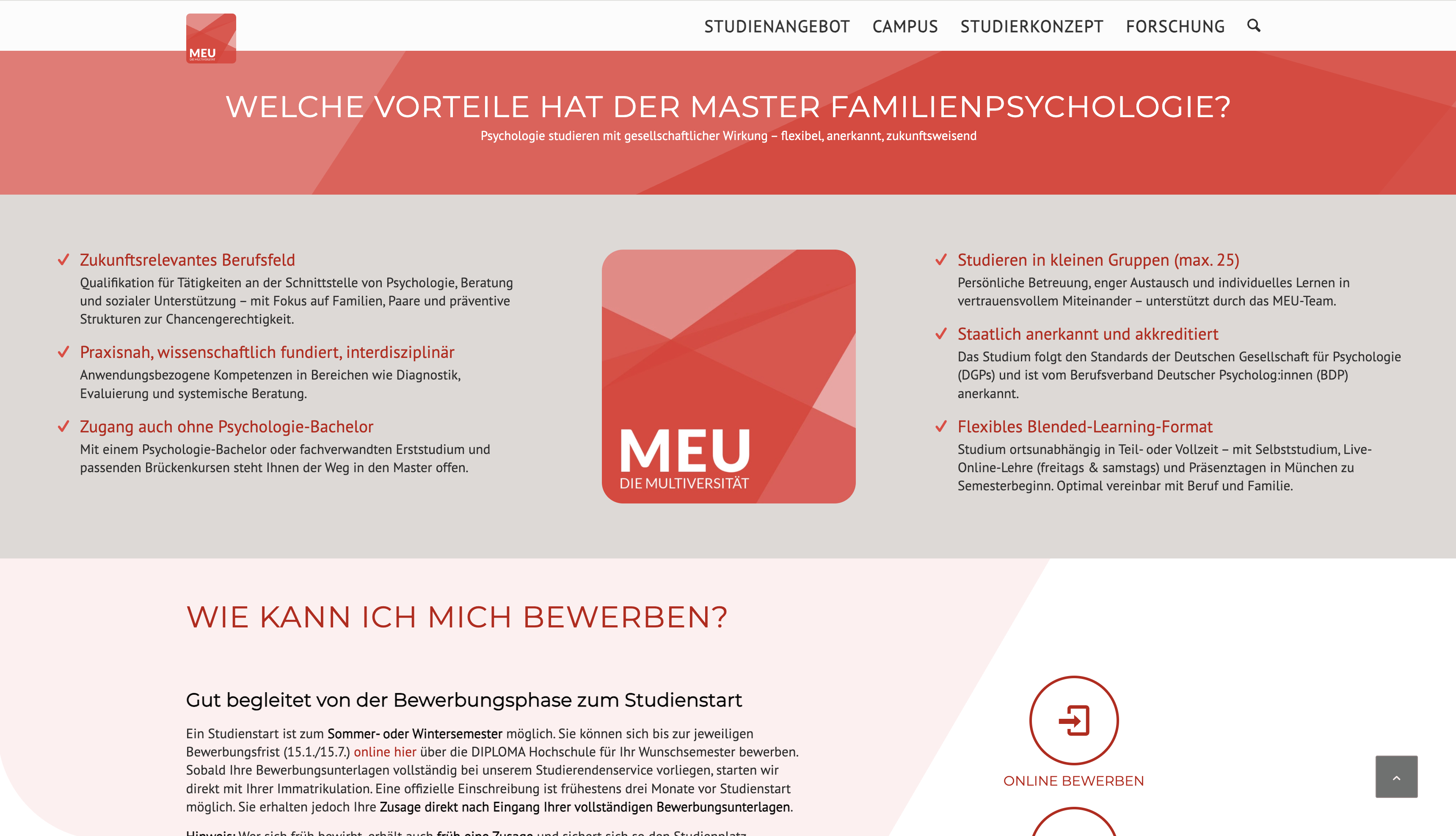 Screenshot MEU Webseite